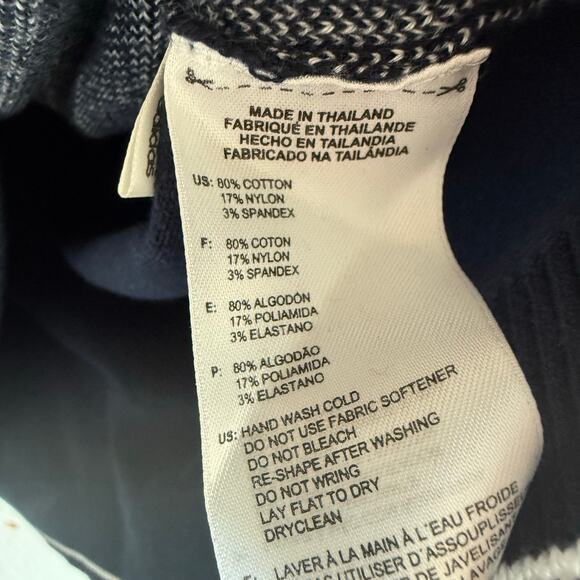 Adidas Sweater Mens L V-Neck Pullover Navy Grid Check Tenniscore Preppy Retro - Picture 5 of 7